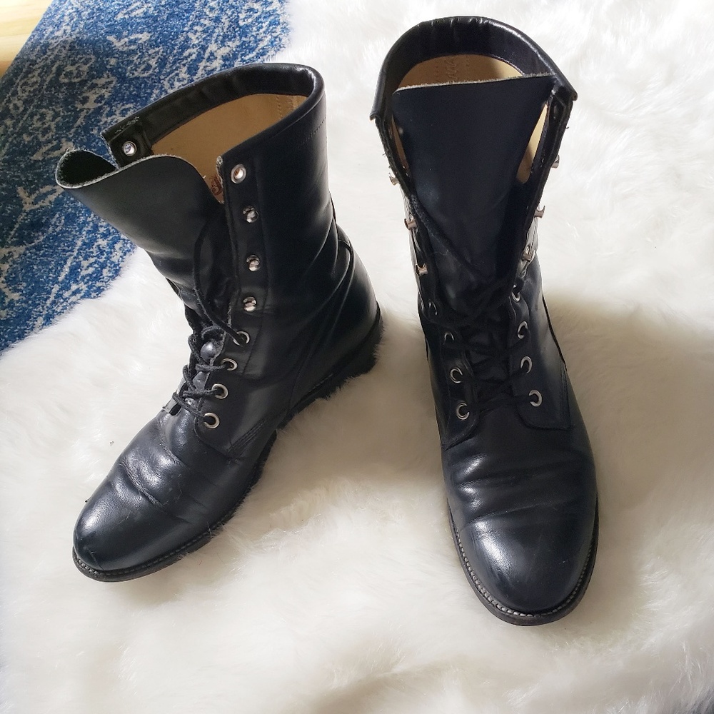 Women's black combat boots
